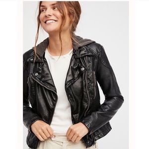 Free People Vegan Leather Jacket with Hood